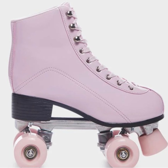 Dolls Kill Other - DOLLS KILL soft pink lace up roller skates incl. FREE knee and hand pads